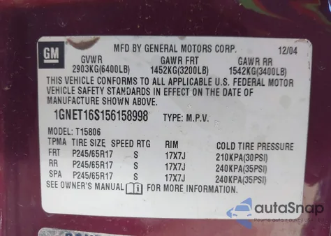 2005 Chevrolet Trailblazer Ext Ls z USA, uszkodzony, nr VIN 1GNET16S156158998